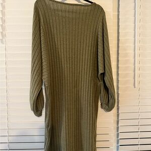 Olive Green Ribbed Knit Dress